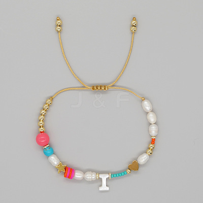 Bohemian Style Shell Letter Bead Braided Bead Bracelets for Women WG07C1E-09-1