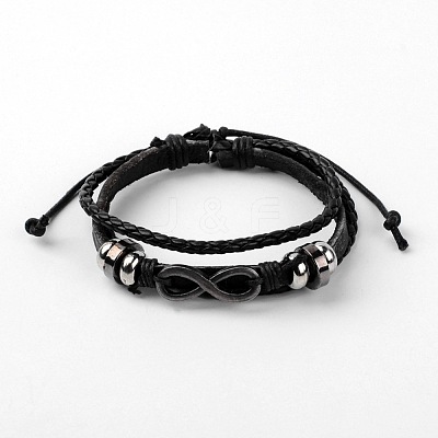 Adjustable Multi-Strand Leather Cord Bracelets X-BJEW-D423-03A-1
