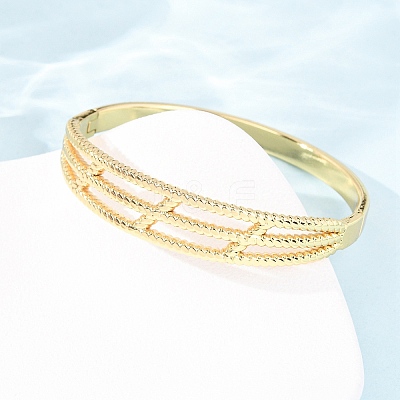 304 Stainless Steel Hinged Bangles for Women BJEW-F527-01G-1