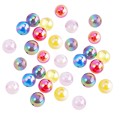 30Pcs UV Plating Opaque Acrylic Beads OACR-PH0004-83-1