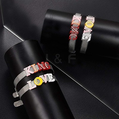 Spray Painted Zinc Alloy Slide Charms ALRI-WH0005-13H-1
