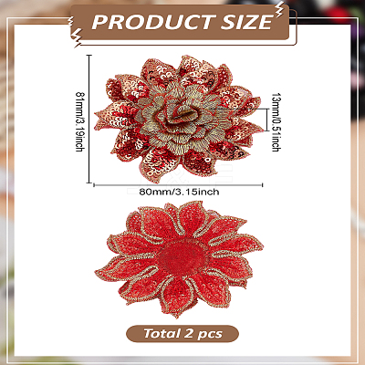 2Pcs 3D Flower Sequin Embroidery Sew on Cloth Patches DIY-LP0004-26-1