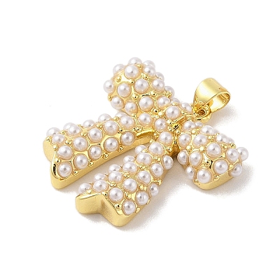 Rack Plating Brass ABS Pearl Pendants X-KK-S380-05G-1