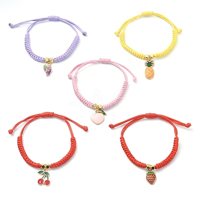 Alloy Enamel Fruit Charm Bracelet BJEW-JB09848-1
