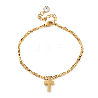 304 Stainless Steel Charm Bracelets BJEW-K265-01G-1