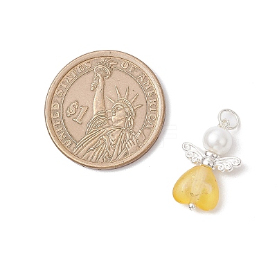 7Pcs Frosted Transparent Acrylic & Glass Pearl Pendants PALLOY-JF04175-02-1