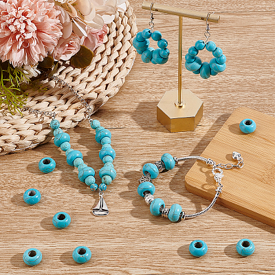 100Pcs Dyed Synthetic Turquoise European Beads SPDL-PH0001-03-1