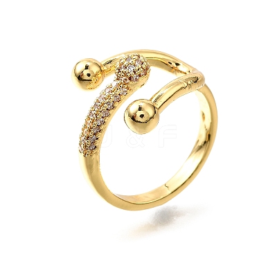 Brass Micro Pave Cubic Zirconia Cuff Rings RJEW-D308-03G-D-1