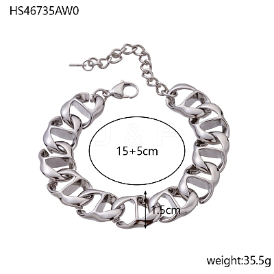 304 Stainless Steel Twisted Mariner Link Chain Bracelets for Women STAS-OY012-45P-1