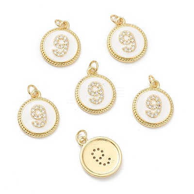 Brass Micro Pave Clear Cubic Zirconia Charms ZIRC-J040-44G-09-1