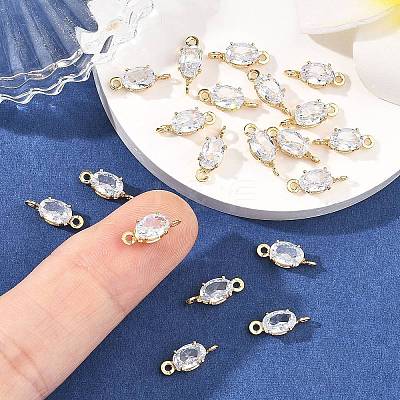 SHEGRACE Brass Pave Cubic Zirconia Oval Connector Charms XGRQ2O873-437A-P-1