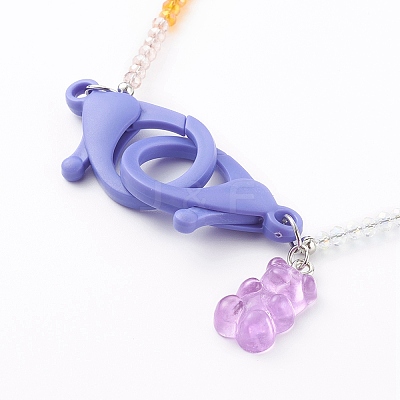 Rainbow Personalized Electroplate Glass Beaded Necklaces NJEW-JN03410-06-1