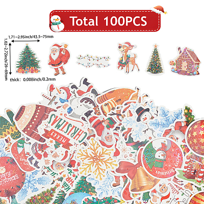 1 Bag Christmas Theme Paper Self-Adhesive Stickers DIY-SC0032-88-1