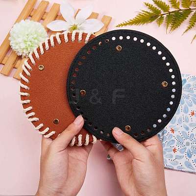 2Pcs 2 Colors PU Leather Knitting Crochet Bags Nail Bottom Shaper Pad DIY-SZ0001-83A-1