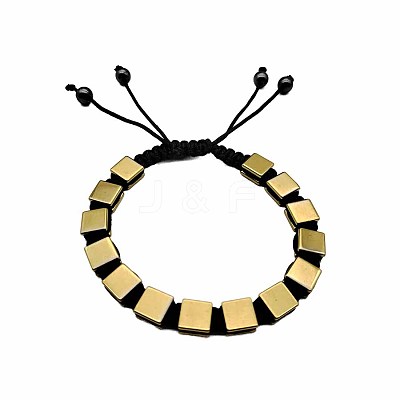 Synthetic Hematite Square Braided Bead Bracelet BV3056-1