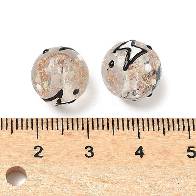 Luminous Handmade Enamel Gold Sand Glass Beads Strands LAMP-U004-08H-1