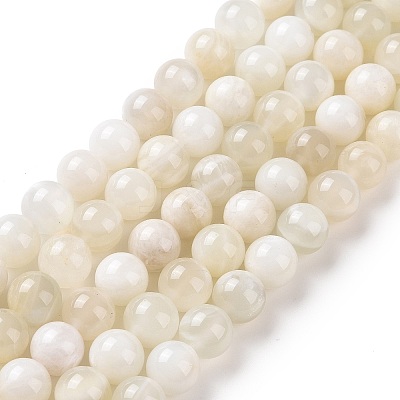 Natural White Moonstone Beads Strands G-F674-08-8mm-01-1
