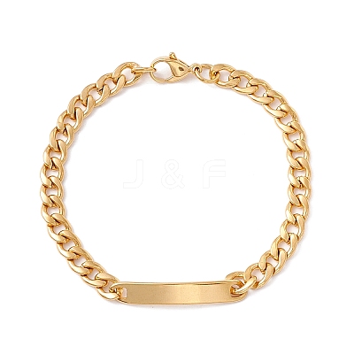 Ion Plating(IP) 304 Stainless Steel Curb Chain with Bar Link Bracelet for Men Women X-BJEW-F428-01B-G-1