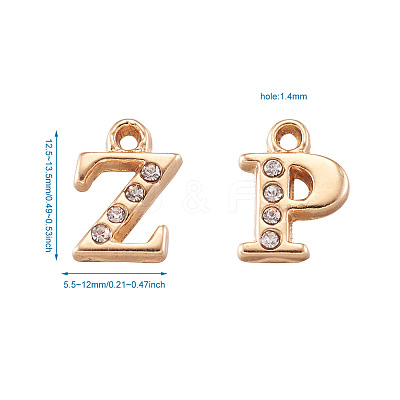 Alloy Rhinestone Charms ALRI-T008-01G-1