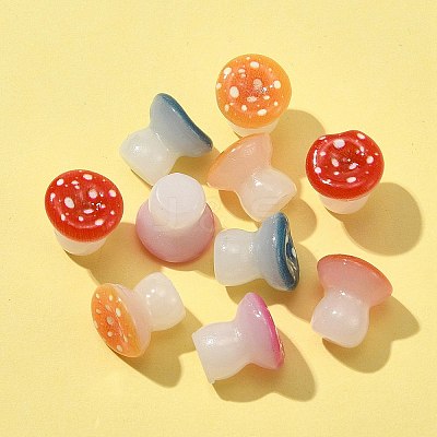 10Pcs Luminous Resin Mushroom Ornament RESI-FS0001-59-1