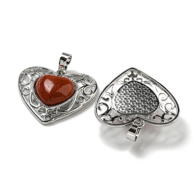 Natural Red Jasper Peach Love Heart Pendants G-G158-01D-1
