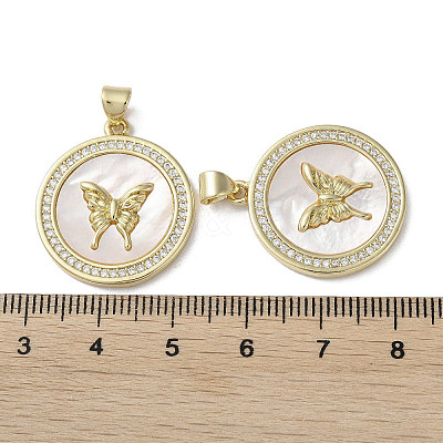 Brass Micro Pave Cubic Zirconia Pendants KK-G485-04G-1