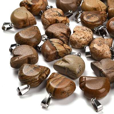 Natural Picture Jasper Pendants G-Z067-02P-05-1