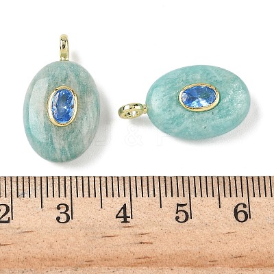 Natural Amazonite & Cubic Zirconia Pendants X-G-Z076-01G-18-1