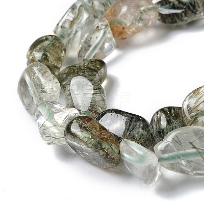 Natural Green Rutilated Quartz Beads Strands G-I351-B09-1