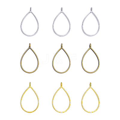 Rack Plating Alloy Drop Open Back Bezel Pendants PALLOY-CJ0001-24-FF-1