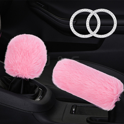 Plush Car Gear & Handbrake Cover Sets AJEW-CL0003-59A-1