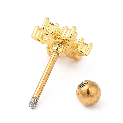 Brass Micro Pave Clear Cubic Zirconia Stud Earrings LS-EJEW-L265-06G-1