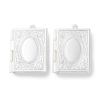 Rack Plating Brass Locket Pendants KK-F090-04S-1