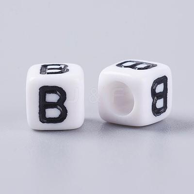 Acrylic Horizontal Hole Letter Beads PL37C9308-B-1