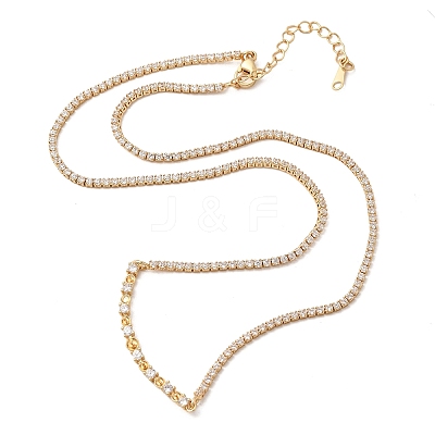 Brass Pave Clear Cubic Zirconia Tennis Necklace Making KK-B189-04G-1