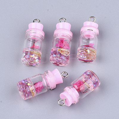Glass Bottle Pendant Decorations GLAA-S181-05E-1