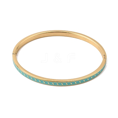 304 Stainless Steel Enamel Hinged Cuff Bangles for Women SA-CBAC920-15G-01H-1