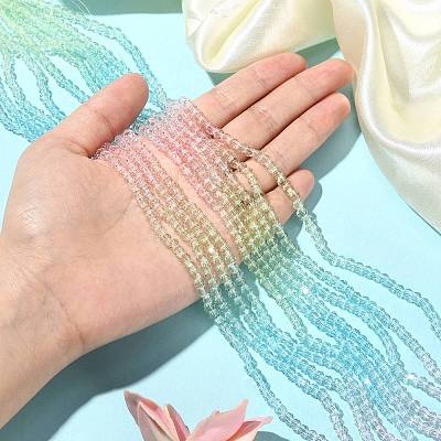 10 Strands Transparent Gradient Color Glass Beads Strands GLAA-CJ0002-09B-1