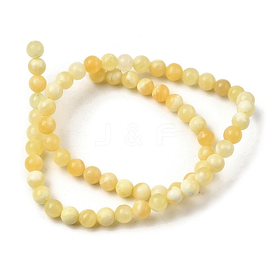 Natural Yellow Jade Beadd Strands G-A274-A01-6mm-1