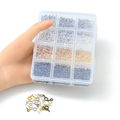 1200Pcs 12 Style Iron Screw Eye Pin Peg Bails IFIN-YW0001-79-1