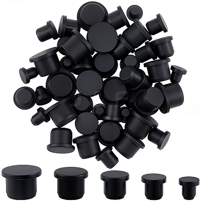 50Pcs 5 Styles Silicone Hole Plugs AJEW-GF0011-62C-1