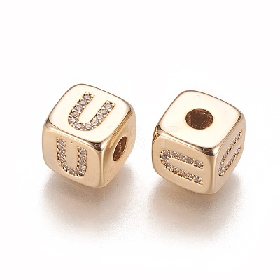 Brass Micro Pave Cubic Zirconia Beads KK-K238-16G-U-1