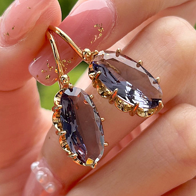Alloy Cubic Zirconia Dangle Earrings FS-WGEFC92-02-1