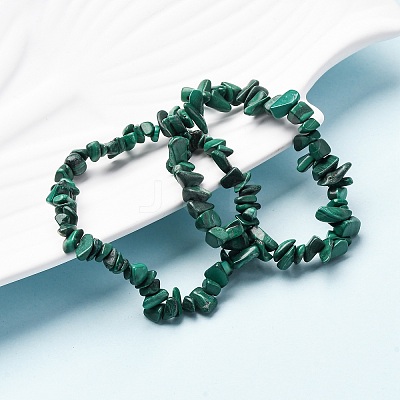 Unisex Chip Natural Malachite Beaded Stretch Bracelets BJEW-S143-34-1