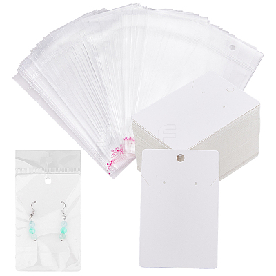 150Pcs Rectangle Paper One Pair Earring Display Cards with Hanging Hole CDIS-DC0001-02A-1