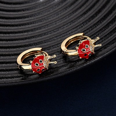 Brass Micro Pave Clear Cubic Zirconia Hoop Earrings LS-EJEW-D328-07G-1
