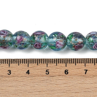 Handmade Glod Sand Lampwork Beads Strands LAMP-B028-03G-10mm-1