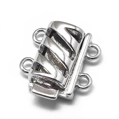 Anti-Tarnish Rhodium Plated 925 Sterling Silver Box Clasps STER-L057-016P-1