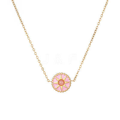 Stylish 304 Stainless Steel Gold-Plated Cat Eye Necklace and Bracelet UJ8969-4-1