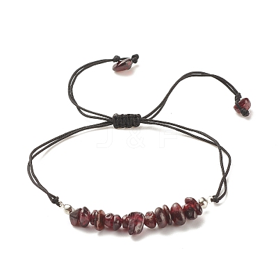 Natural Garnet Chips Braided Bead Bracelet X-BJEW-JB08019-12-1